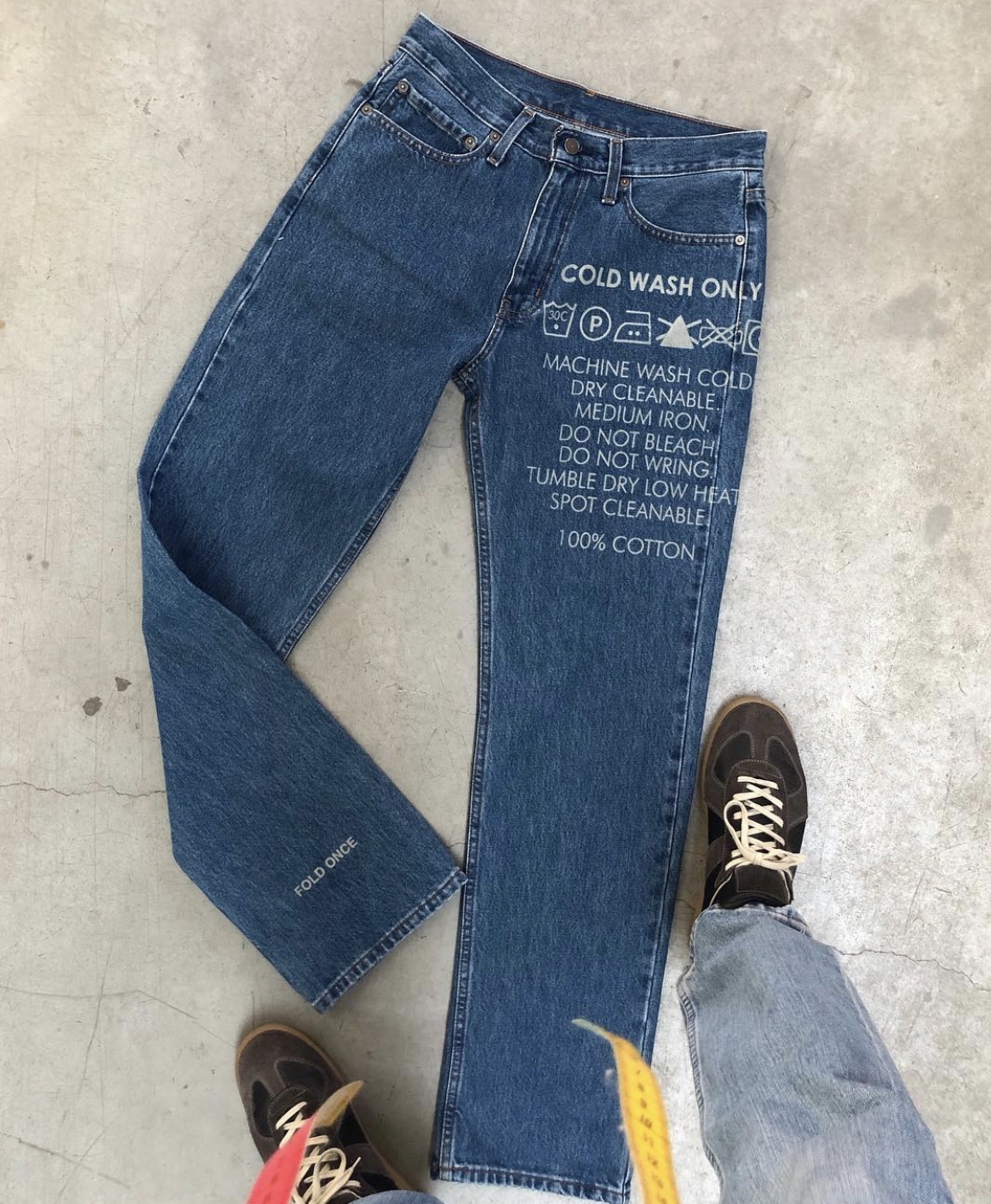 cold wash lasered jeans